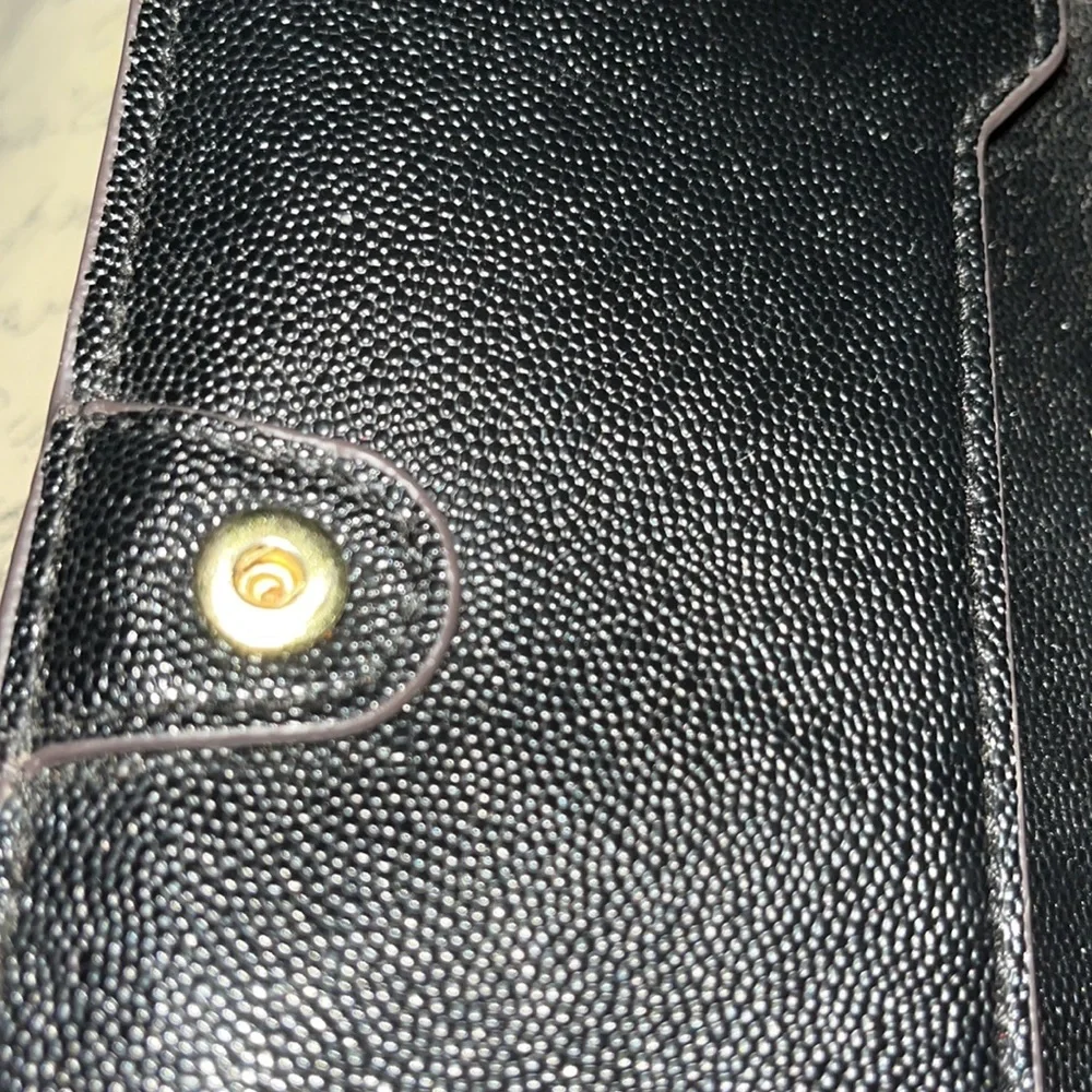 Beautiful Anne Klein Card Holder & Phone Case. Black Leather w/ snap closure